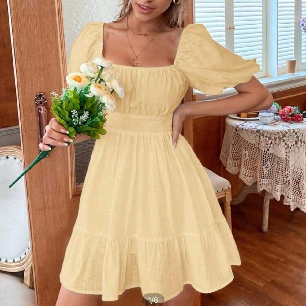 Yellow Tie Back Dress